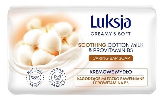 Успокаивающее сливочное мыло с хлопковым молоком и провитамином B5 90г Luksja Creamy & Soft 
Успокаивающее сливочное мыло с хлопковым молоком и провитамином B5 90г Luksja Creamy & Soft