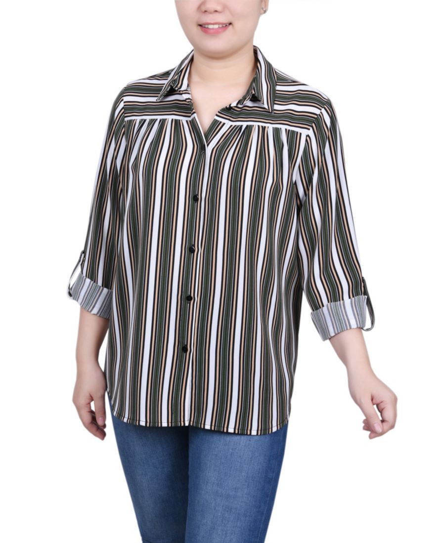 Женская блузка с длинными рукавами и отворотами NY Collection, White Olive Stripe
Женская блузка с длинными рукавами и отворотами NY Collection, White Olive Stripe