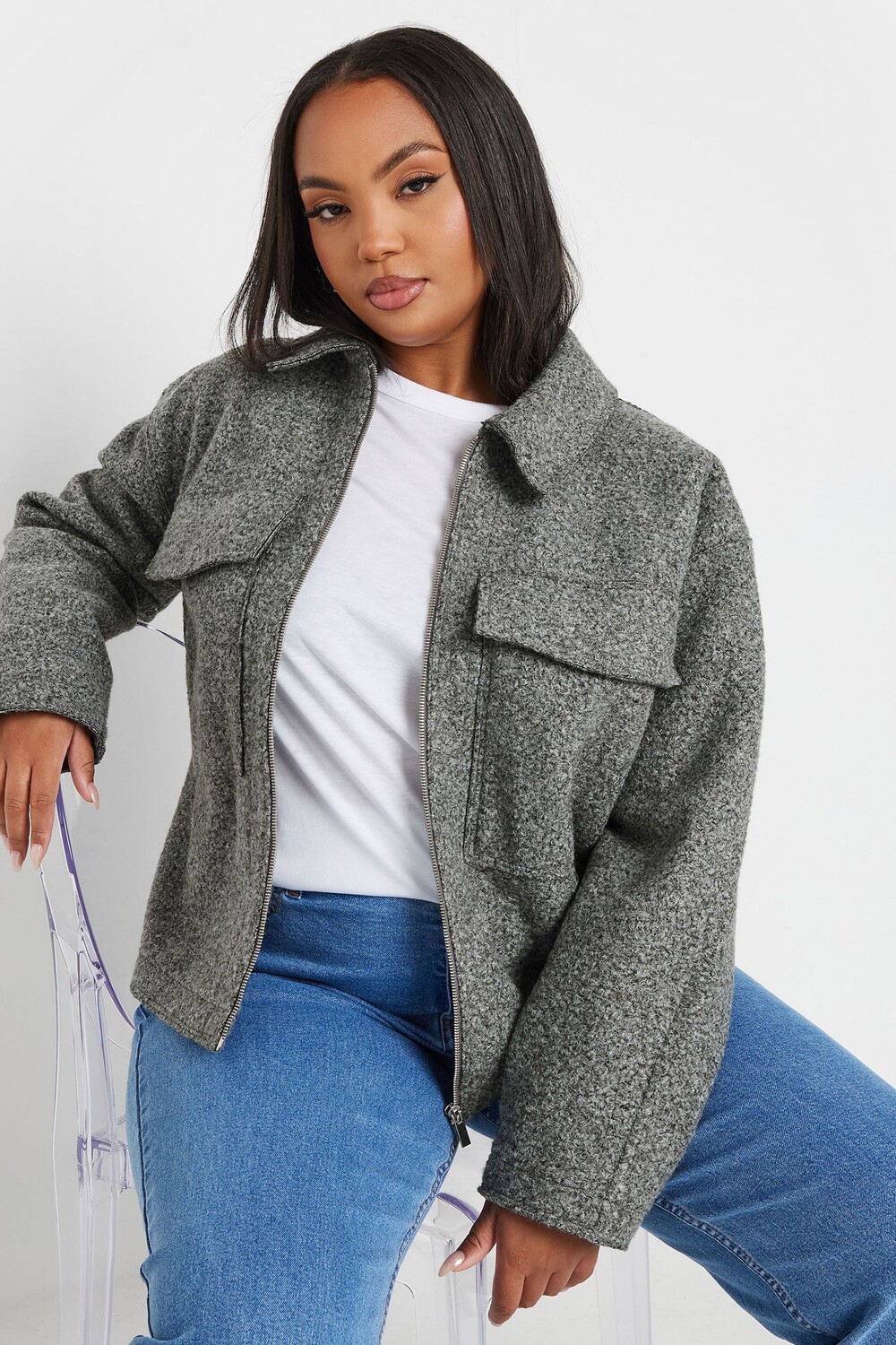 Шерстяной укороченный жакет с центральной частью спереди Yours Curve, серый
Шерстяной укороченный жакет с центральной частью спереди Yours Curve, серый