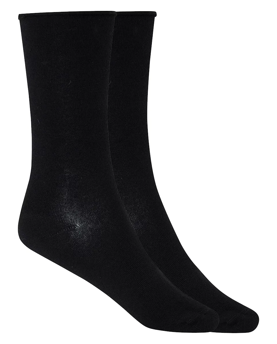 Комплект из 2 пар однотонных женских носков из органического хлопка с закатанными манжетами Punto Blanco, черный
Комплект из 2 пар однотонных женских носков из органического хлопка с закатанными манжетами Punto Blanco, черный