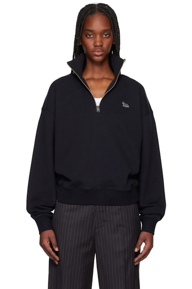 Черная толстовка с нашивкой Baby Fox на половину молнии Maison Kitsuné
Черная толстовка с нашивкой Baby Fox на половину молнии Maison Kitsuné