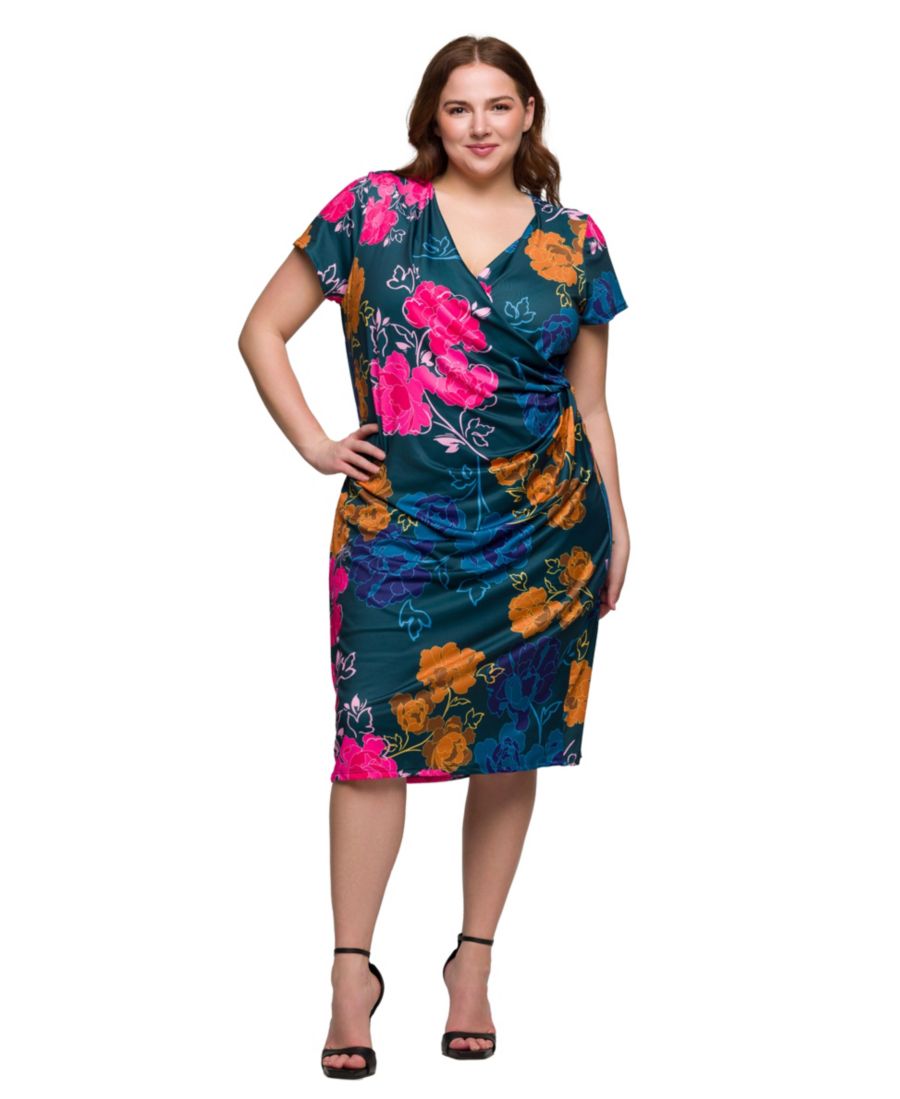 Платье большого размера длиной до колена с короткими рукавами и имитацией запаха 24seven Comfort Apparel, Green Multi
Платье большого размера длиной до колена с короткими рукавами и имитацией запаха 24seven Comfort Apparel, Green Multi