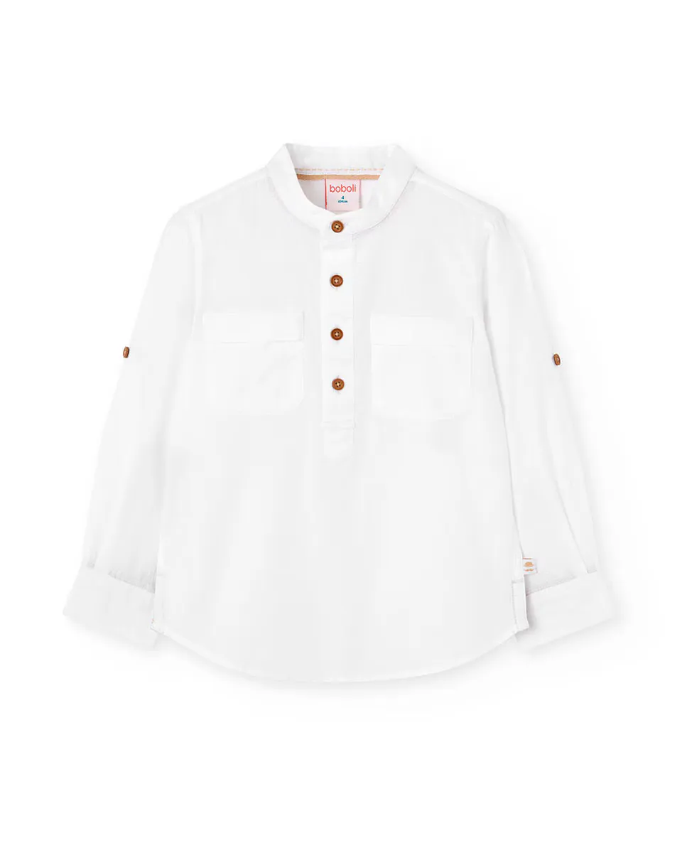 Рубашка для мальчиков с нагрудными карманами и воротником-стойкой Boboli, белый
Рубашка для мальчиков с нагрудными карманами и воротником-стойкой Boboli, белый