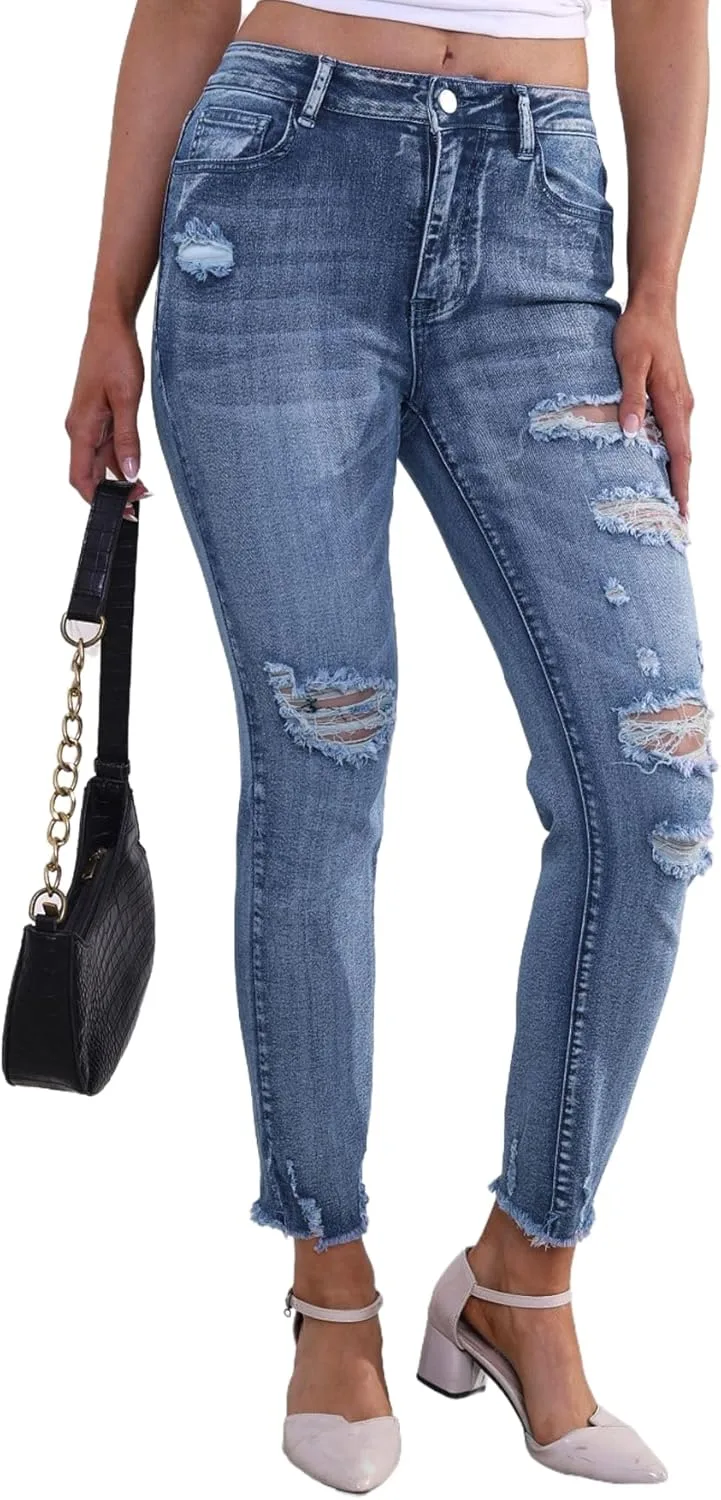 Джинсы женские High-Waisted Ripped Brushed Blue Slim Pants TimeGofate
Джинсы женские High-Waisted Ripped Brushed Blue Slim Pants TimeGofate