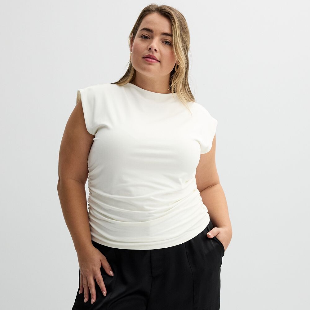 Вязаный топ Juniors' Plus SO со сборками и воротником-стойкой, цвет Coconut White
Вязаный топ Juniors' Plus SO со сборками и воротником-стойкой, цвет Coconut White