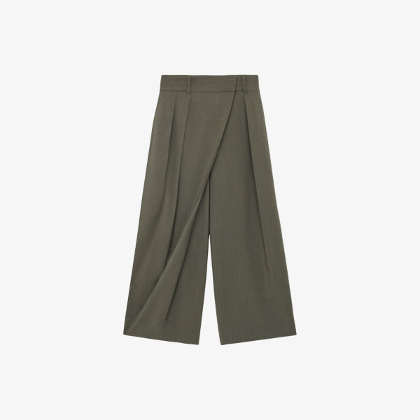 Брюки укороченные шерстяные Loewe с запахом, хаки
Брюки укороченные шерстяные Loewe с запахом, хаки