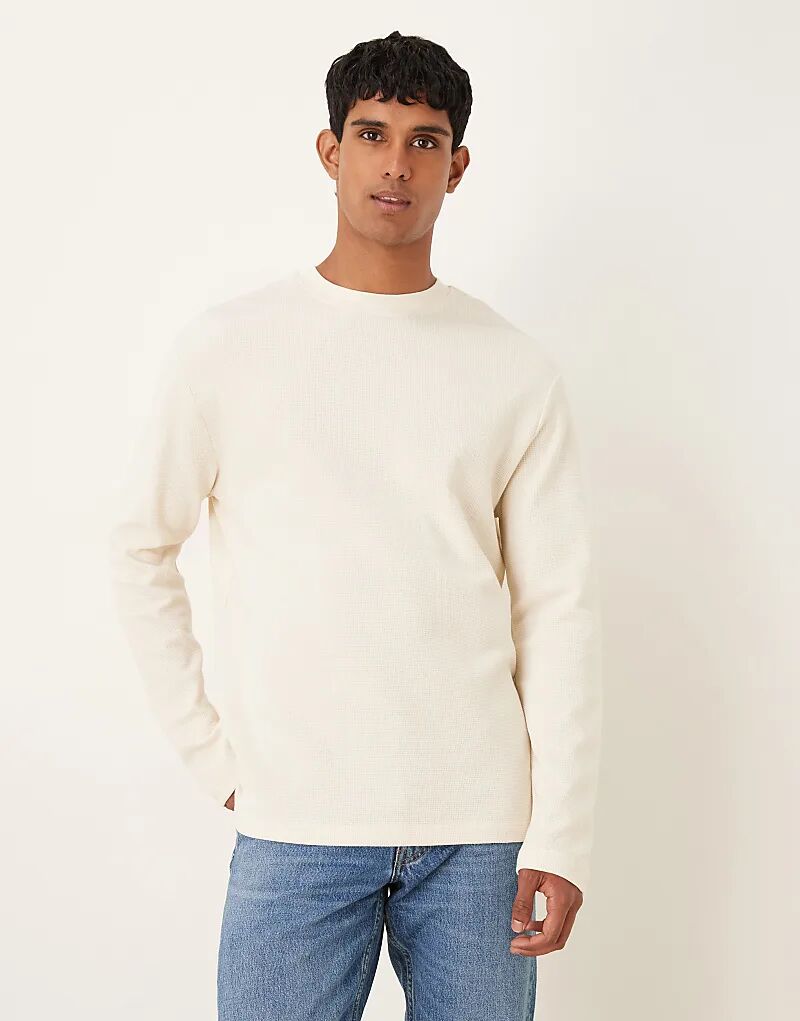 Свободная футболка с длинными рукавами ASOS DESIGN кремового цвета с вафельным узором
Свободная футболка с длинными рукавами ASOS DESIGN кремового цвета с вафельным узором