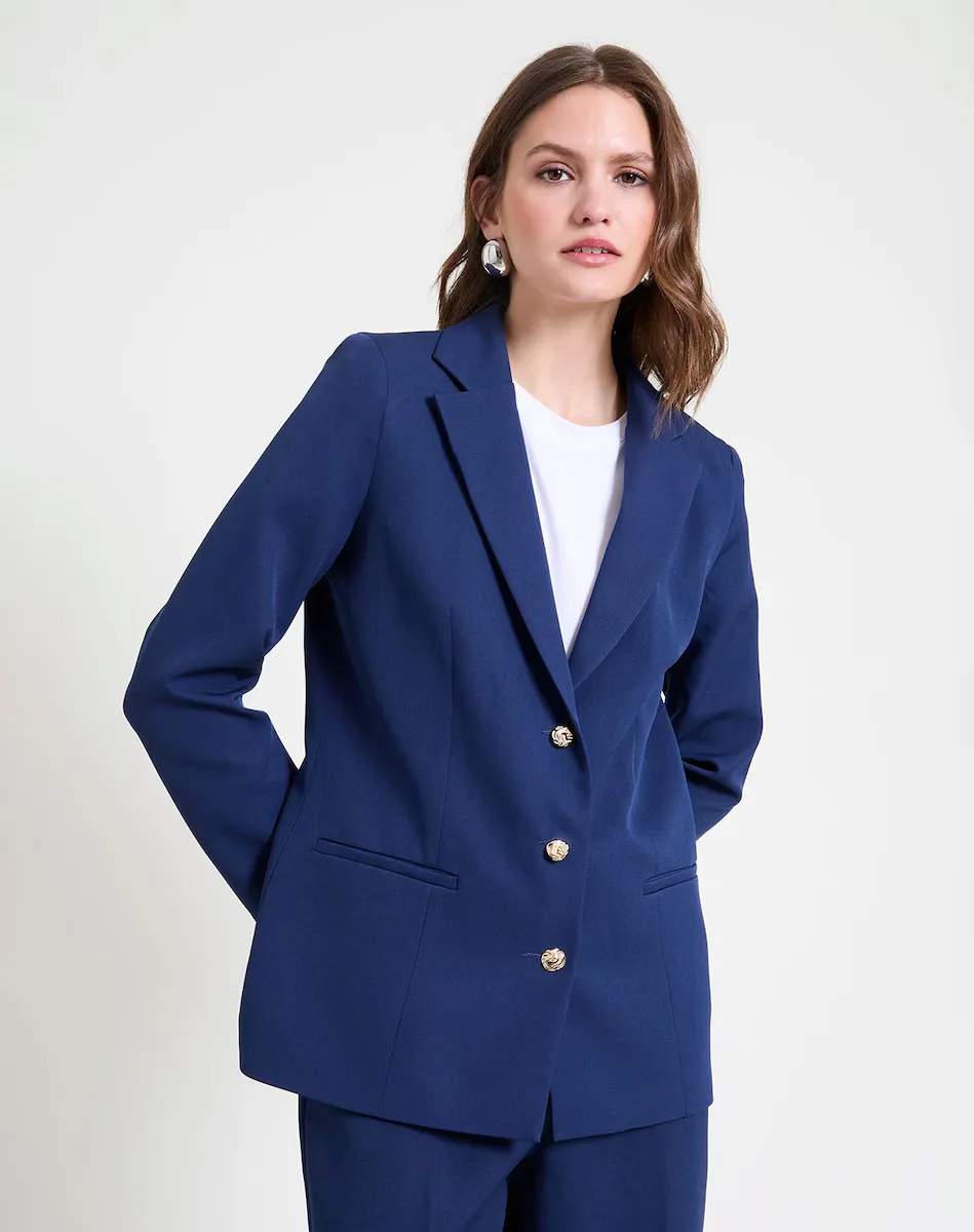 Женский пиджак Americana с золотыми пуговицами Naf Naf, темно-синий 
Женский пиджак Americana с золотыми пуговицами Naf Naf, темно-синий