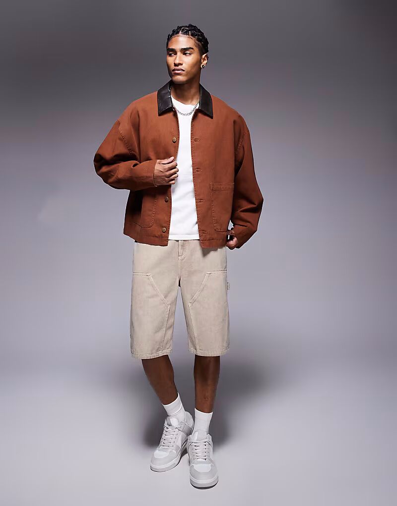 Свободная рабочая куртка ASOS DESIGN свободного кроя с воротником из искусственной кожи светло-коричневого цвета, Коричневый, Свободная рабочая куртка ASOS DESIGN свободного кроя с воротником из искусственной кожи светло-коричневого цвета
Свободная рабочая куртка ASOS DESIGN свободного кроя с воротником из искусственной кожи светло-коричневого цвета, Коричневый, Свободная рабочая куртка ASOS DESIGN свободного кроя с воротником из искусственной кожи светло-коричневого цвета