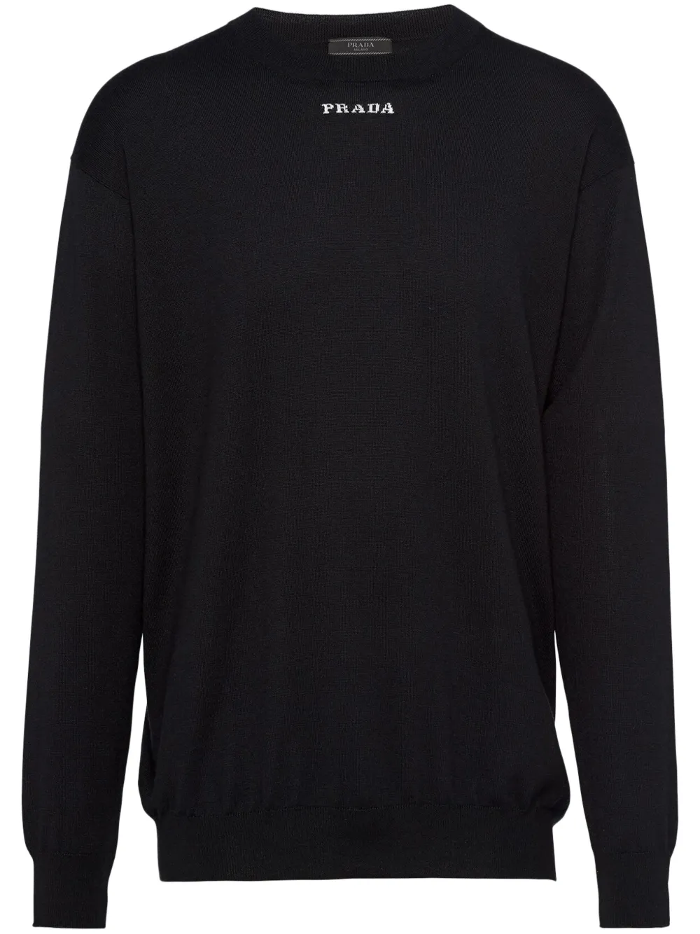 Кашемировый джемпер вязки интарсия с логотипом Prada, черный
Кашемировый джемпер вязки интарсия с логотипом Prada, черный
