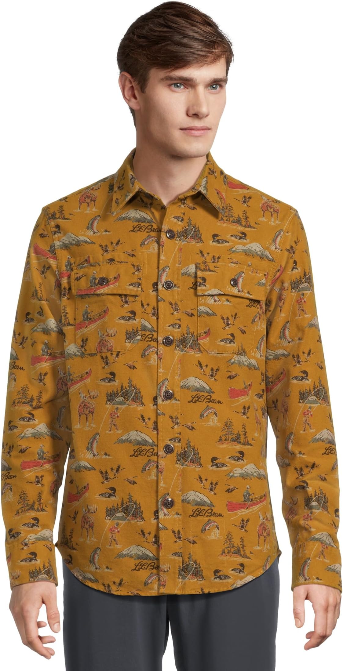 Мужская фирменная рубашка из замши 1933 года с длинным рукавом, обычный покрой L.L.Bean, Brassy Olive Scenic
Мужская фирменная рубашка из замши 1933 года с длинным рукавом, обычный покрой L.L.Bean, Brassy Olive Scenic