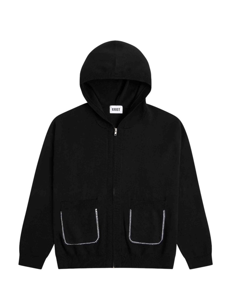 Толстовка с капюшоном на молнии, связанная стежками Krost, черный
Толстовка с капюшоном на молнии, связанная стежками Krost, черный