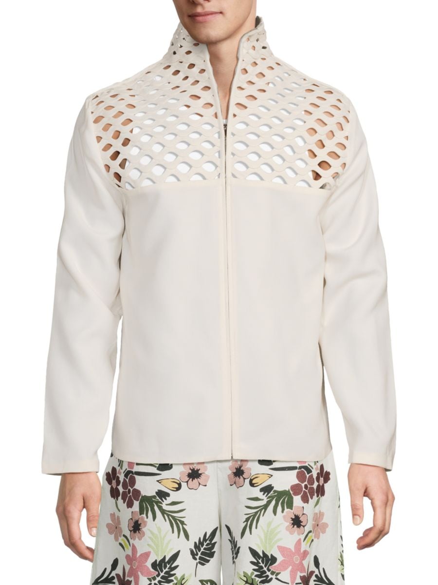 Куртка на молнии из шерсти и шелка с высоким воротом Valentino, белый
Куртка на молнии из шерсти и шелка с высоким воротом Valentino, белый