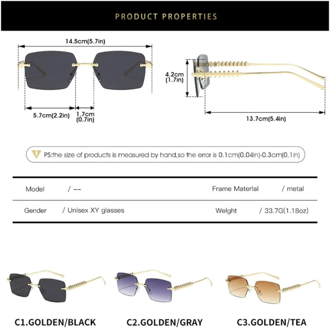 Универсальные повседневные очки для путешествий и шопинга, без оправы, с заостренными краями и заклепками, женские солнцезащитные очки UV400 UATXTAU, Black
Универсальные повседневные очки для путешествий и шопинга, без оправы, с заостренными краями и заклепками, женские солнцезащитные очки UV400 UATXTAU, Black