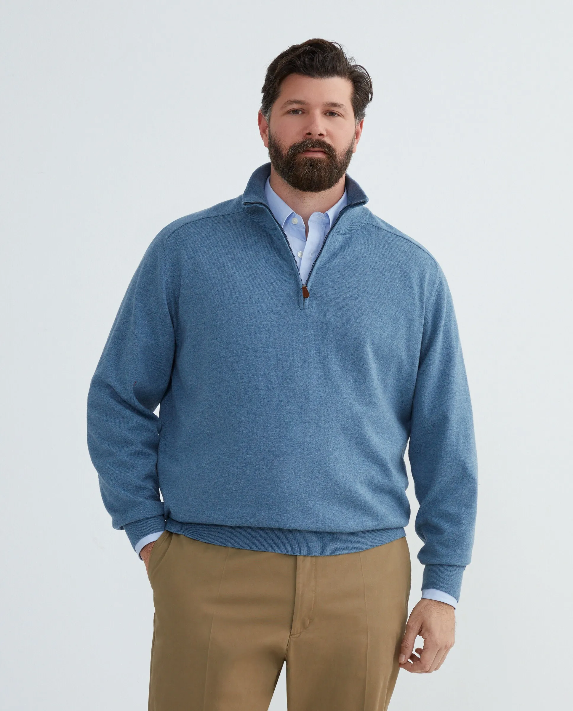 Джемпер мужской больших размеров с полуводолазкой, молнией, гладкий, из мериносовой шерсти Emidio Tucci, индиго/синий
Джемпер мужской больших размеров с полуводолазкой, молнией, гладкий, из мериносовой шерсти Emidio Tucci, индиго/синий