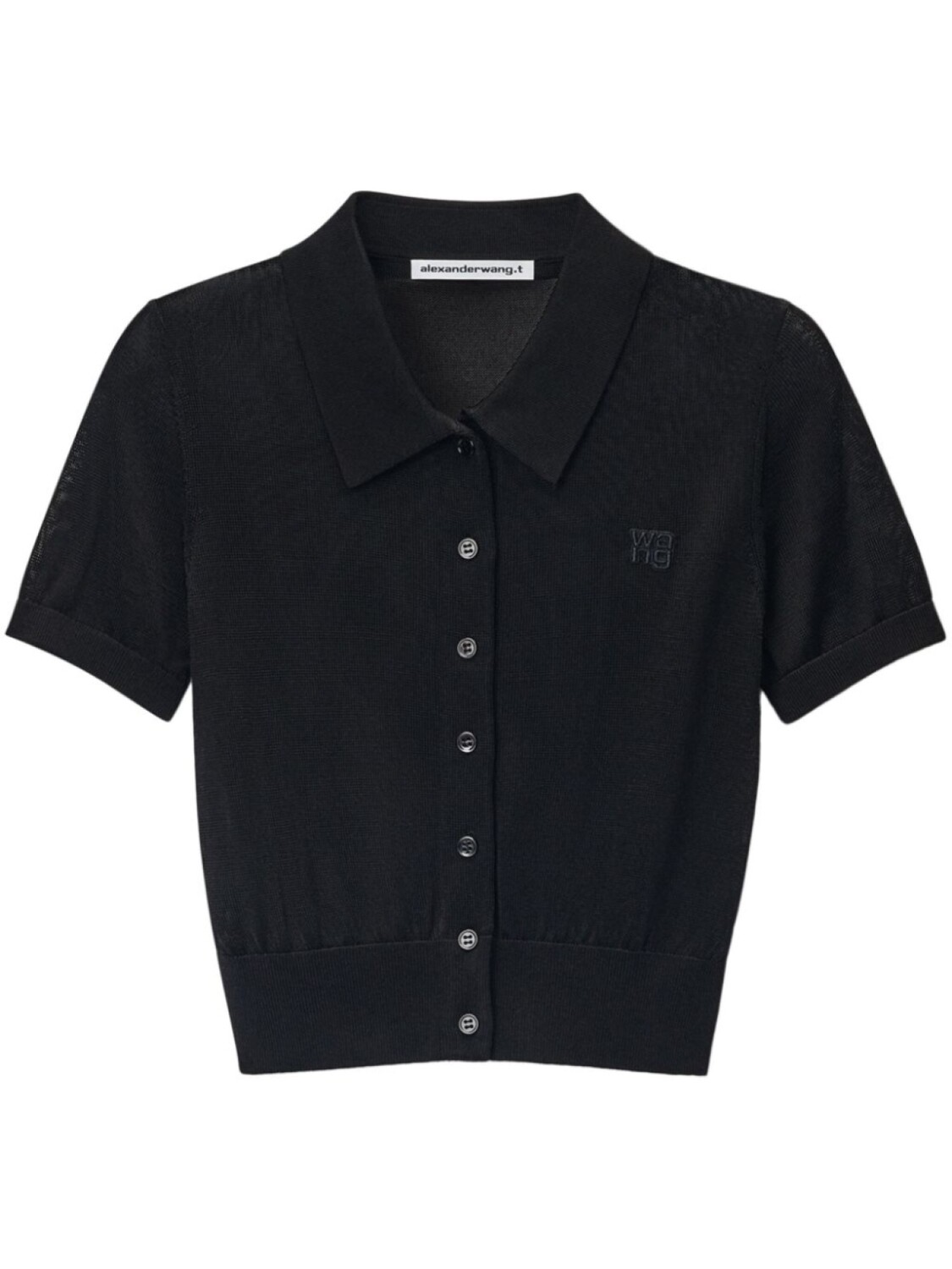 Кардиган поло с вышитым логотипом Alexander Wang, черный 
Кардиган поло с вышитым логотипом Alexander Wang, черный