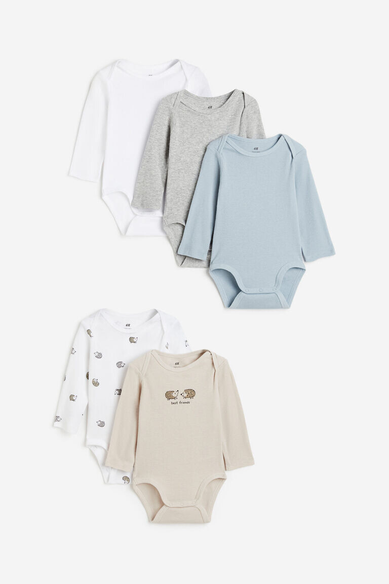 Комплект из пяти боди с длинными рукавами H&M, бежевый
Комплект из пяти боди с длинными рукавами H&M, бежевый
