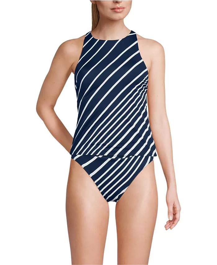 Женский топ-танкини с высоким горлом и ремешками на спине без затяжек Lands' End, синий
Женский топ-танкини с высоким горлом и ремешками на спине без затяжек Lands' End, синий