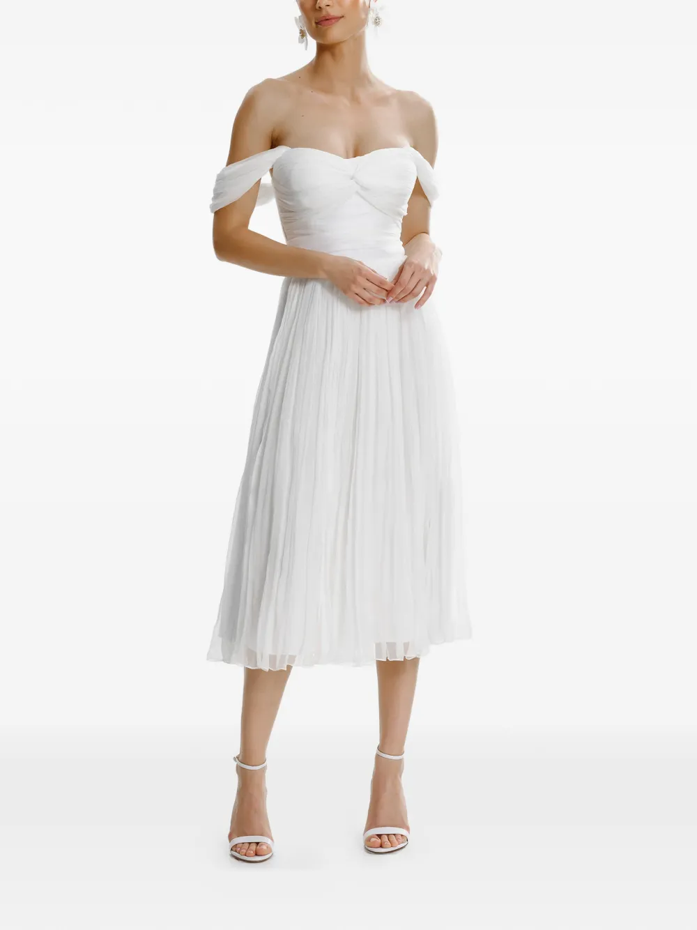 Платье миди с открытыми плечами и плиссировкой Framboise, белый
Платье миди с открытыми плечами и плиссировкой Framboise, белый