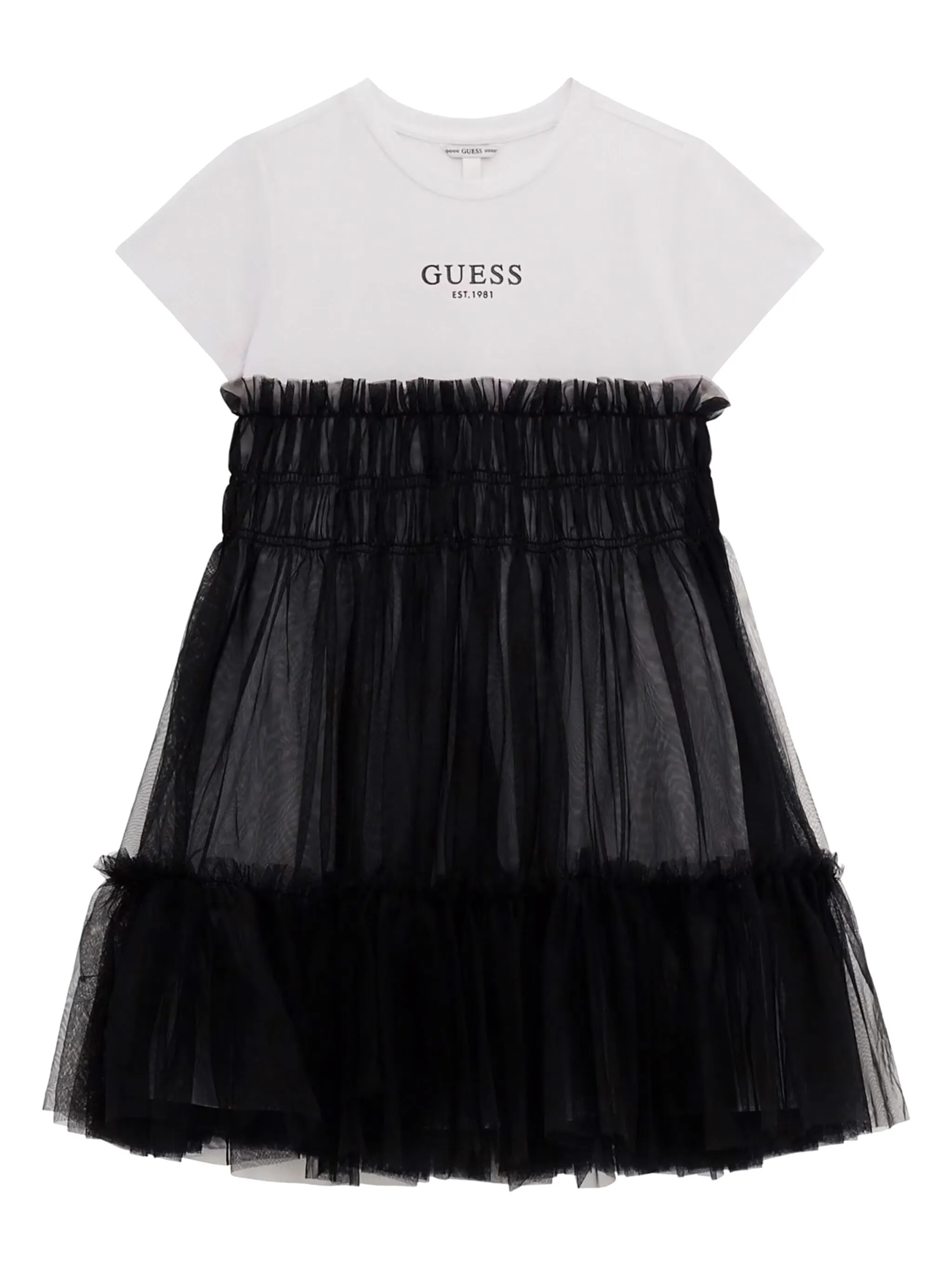 Платье-футболка со вставкой из тюля Guess Kids, белый
Платье-футболка со вставкой из тюля Guess Kids, белый