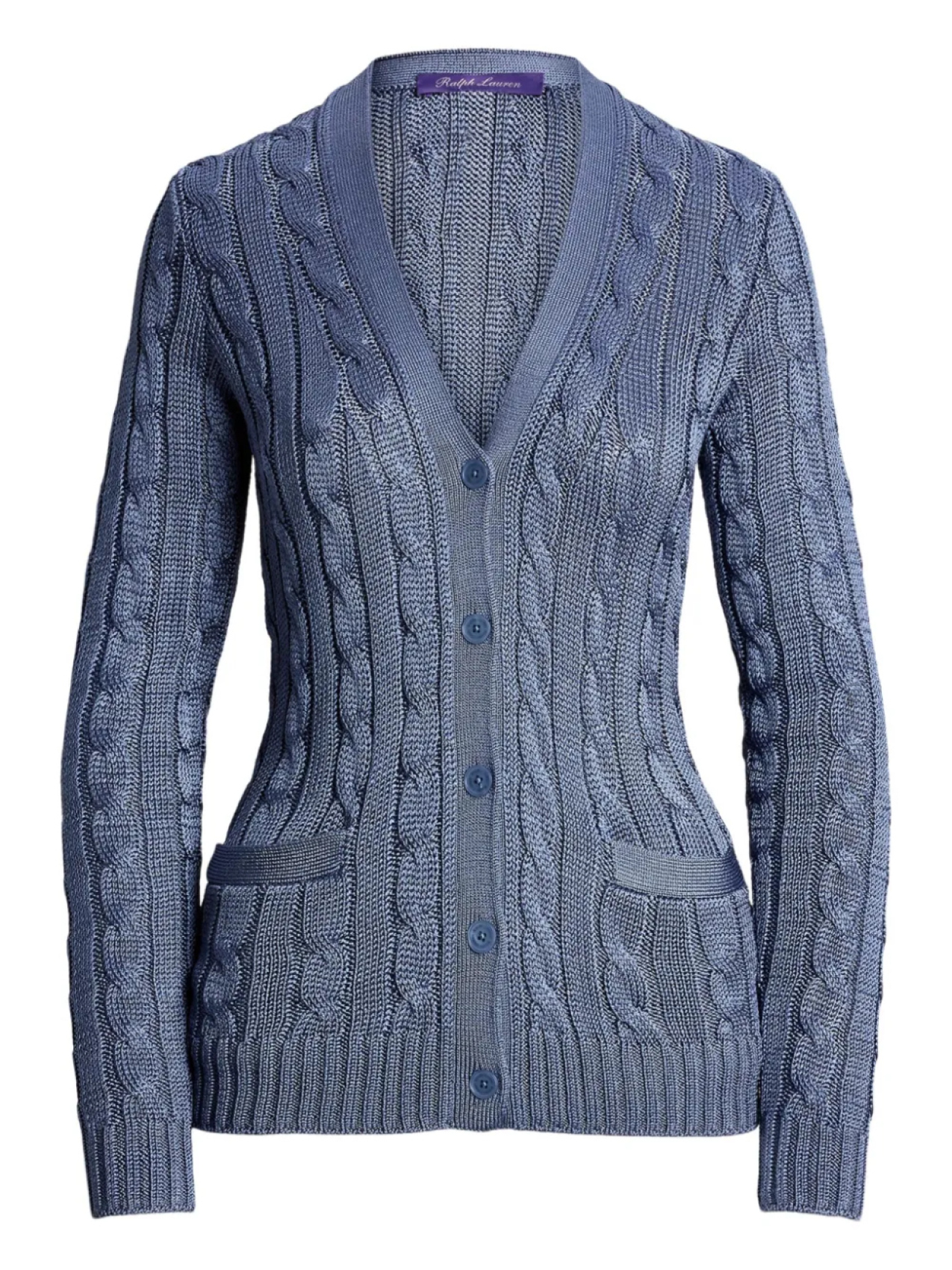 Шелковый кардиган с косами Ralph Lauren Collection, синий 
Шелковый кардиган с косами Ralph Lauren Collection, синий