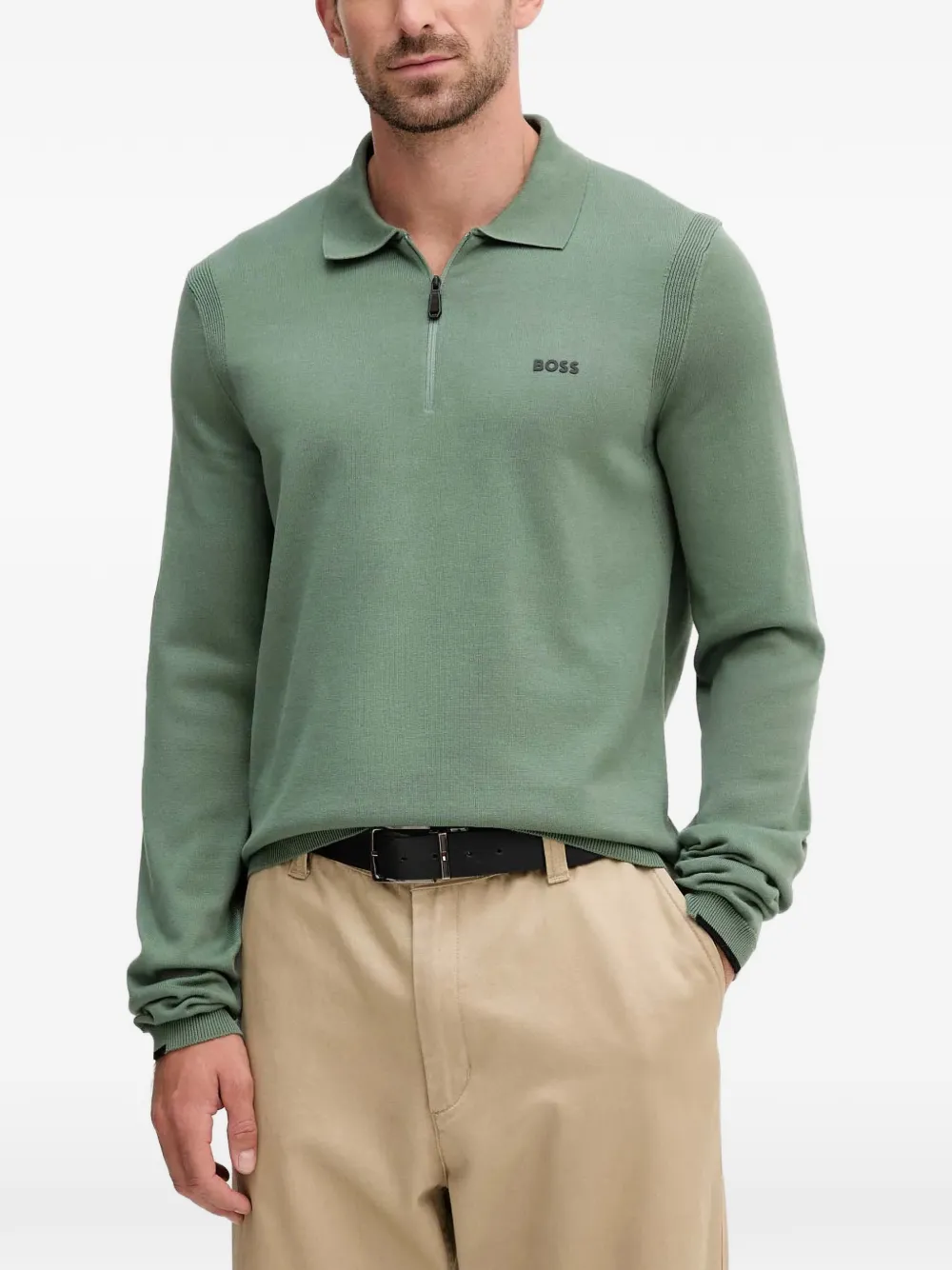 Рубашка поло на молнии Boss, зеленый
Рубашка поло на молнии Boss, зеленый