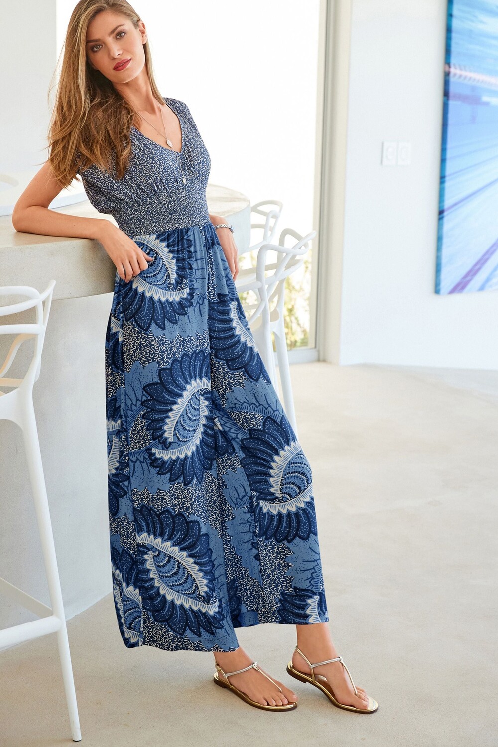 Комбинезон без рукавов со сборкой на талии и широкими штанинами Next, синий
Комбинезон без рукавов со сборкой на талии и широкими штанинами Next, синий