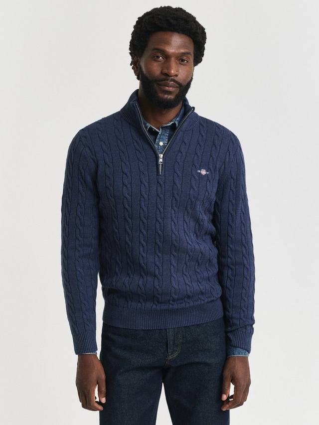 Хлопковый джемпер с кабельной вязкой и полузастежкой GANT, D Jeansblue Melange
Хлопковый джемпер с кабельной вязкой и полузастежкой GANT, D Jeansblue Melange