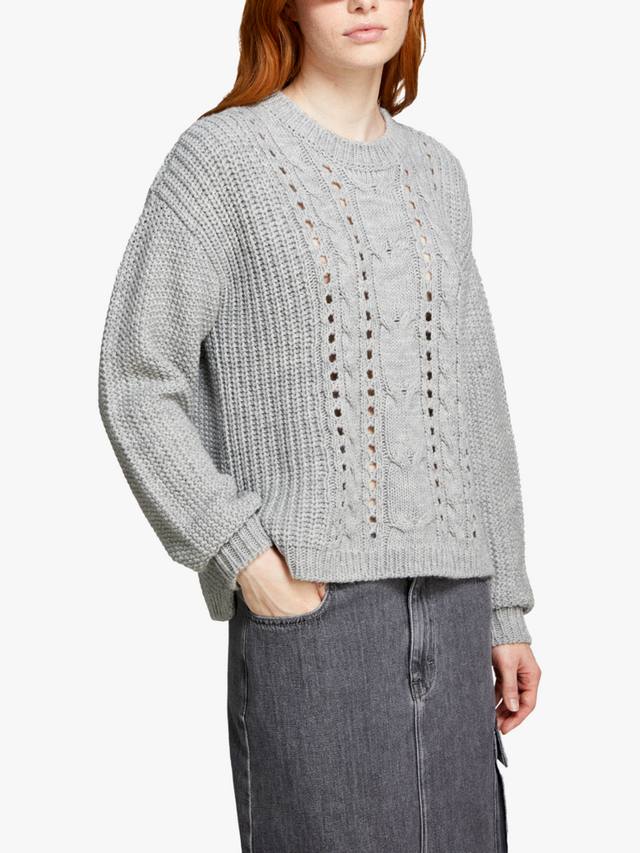 Кабель сшить джемпер из смесовой шерсти SISLEY, серый
Кабель сшить джемпер из смесовой шерсти SISLEY, серый