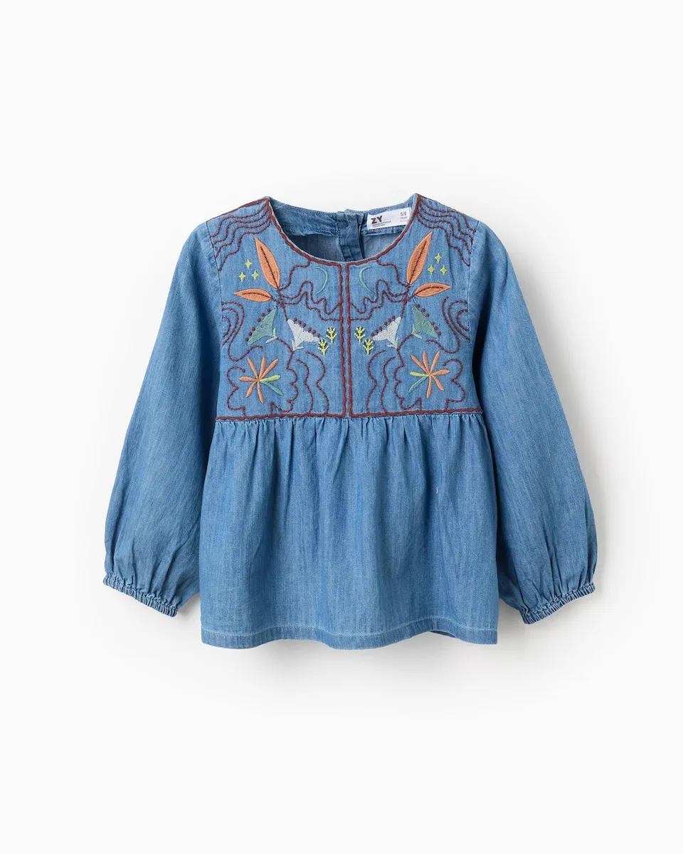 Детская джинсовая блузка с цветочной вышивкой Zippy, синий
Детская джинсовая блузка с цветочной вышивкой Zippy, синий