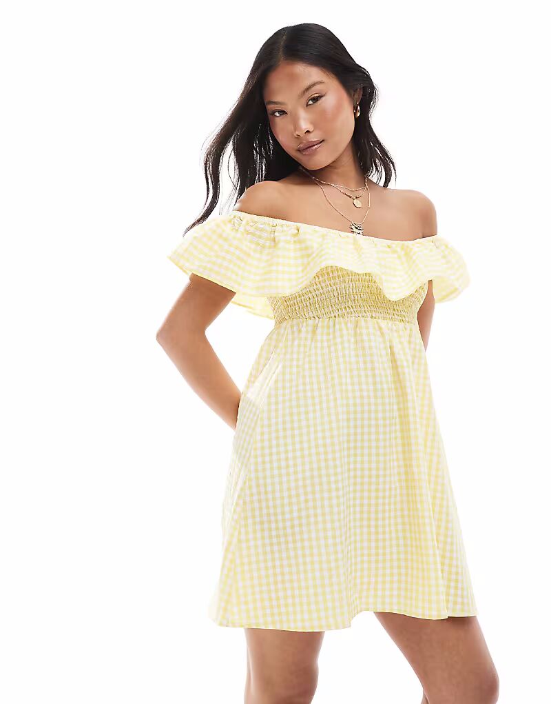 Мини-платье Vero Moda Petite с присборенным лифом и оборкой в желтую клетку
Мини-платье Vero Moda Petite с присборенным лифом и оборкой в желтую клетку