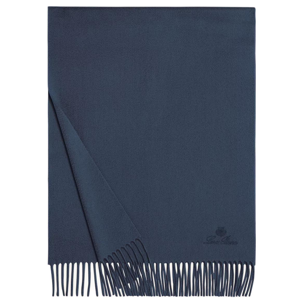 Loro Piana Кашемировый вязаный шарф сине-серый, Blue Gray 
Loro Piana Кашемировый вязаный шарф сине-серый, Blue Gray