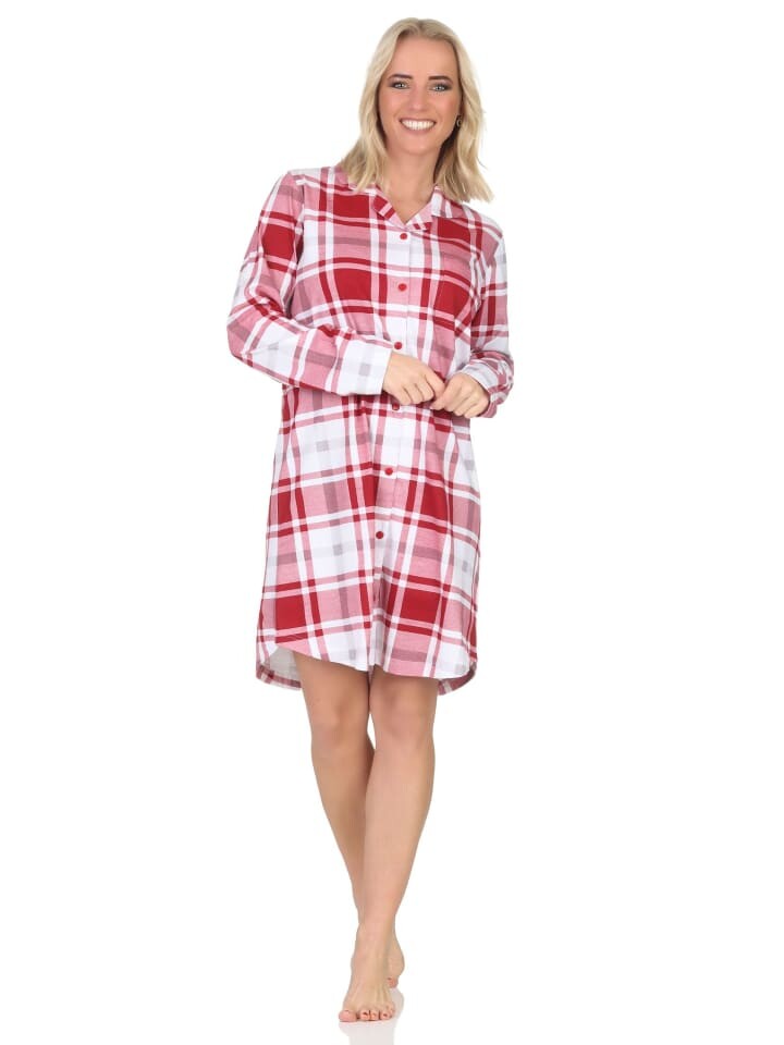 Ночная рубашка NORMANN langarm karierte Optik Jersey, красный 
Ночная рубашка NORMANN langarm karierte Optik Jersey, красный