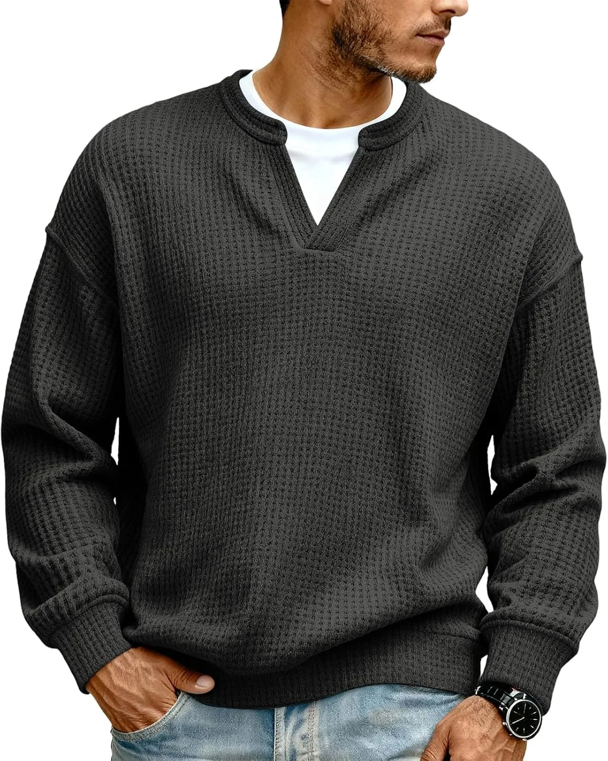 V-образный вырез, длинный рукав, мужская рубашка Big and Tall, легкая, Slim Fit tobchonp
V-образный вырез, длинный рукав, мужская рубашка Big and Tall, легкая, Slim Fit tobchonp