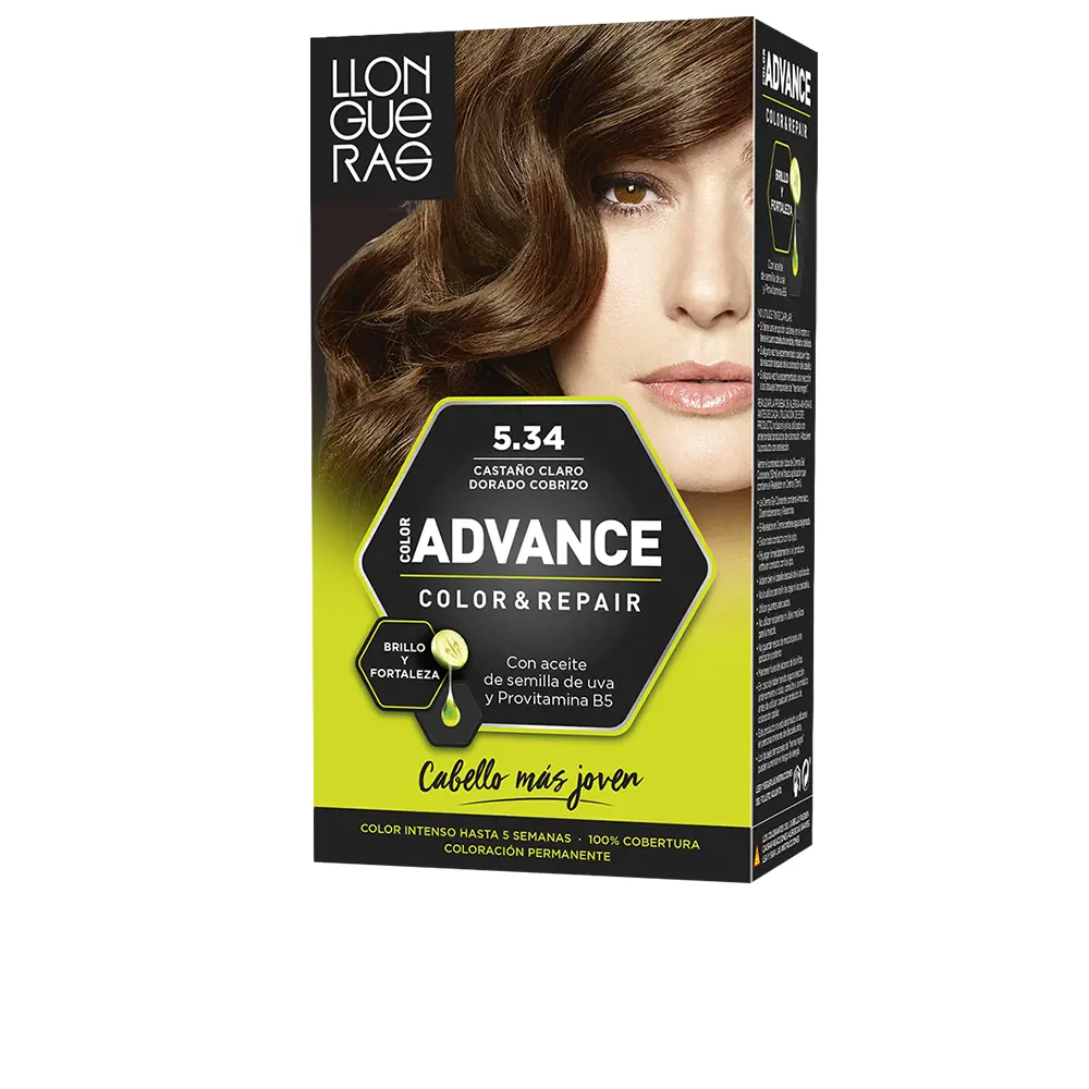 Краска для волос Color advance Llongueras, цвет 5,34 castaño claro dorado cobrizo, 1 шт.
Краска для волос Color advance Llongueras, цвет 5,34 castaño claro dorado cobrizo, 1 шт.