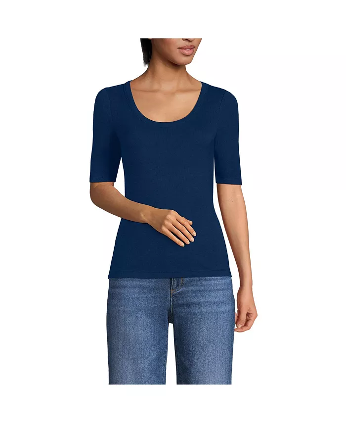 Женская футболка с драпировкой, облегающая, с рукавом 3/4 и круглым вырезом Lands' End, синий
Женская футболка с драпировкой, облегающая, с рукавом 3/4 и круглым вырезом Lands' End, синий