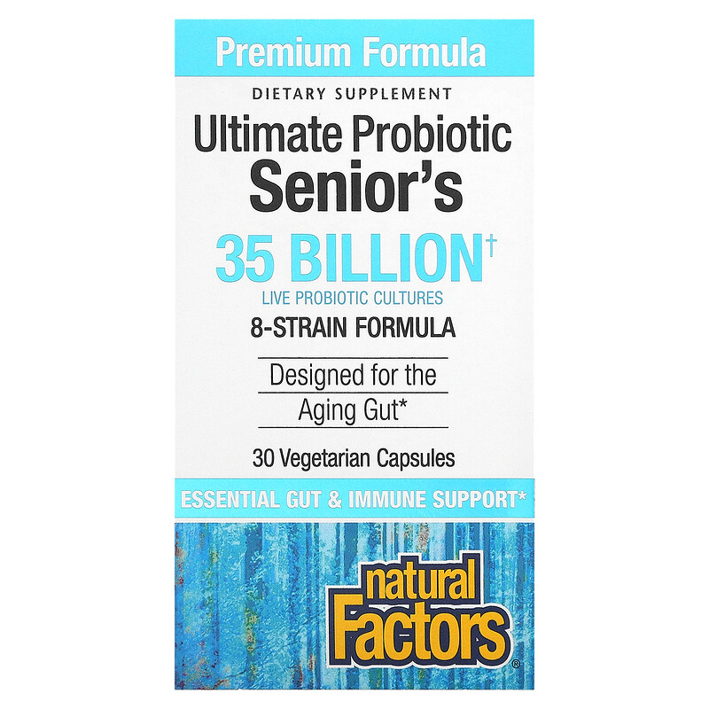 Natural Factors, Ultimate Probiotic, для пожилых людей, 35 млрд КОЕ, 30 вегетарианских капсул
Natural Factors, Ultimate Probiotic, для пожилых людей, 35 млрд КОЕ, 30 вегетарианских капсул