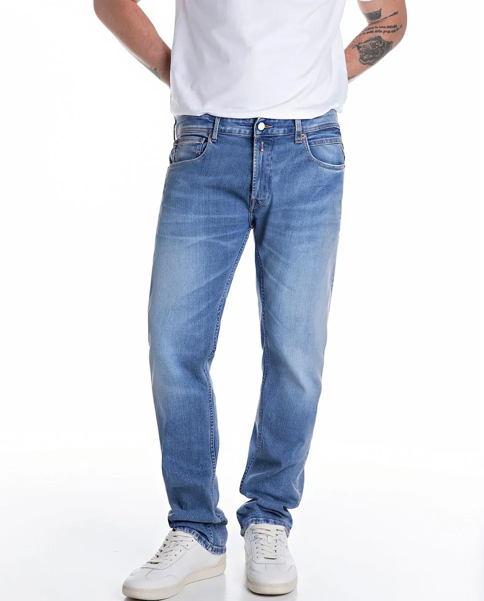 Мужские джинсы прямого кроя с пятью карманами Replay, светло-голубой
Мужские джинсы прямого кроя с пятью карманами Replay, светло-голубой