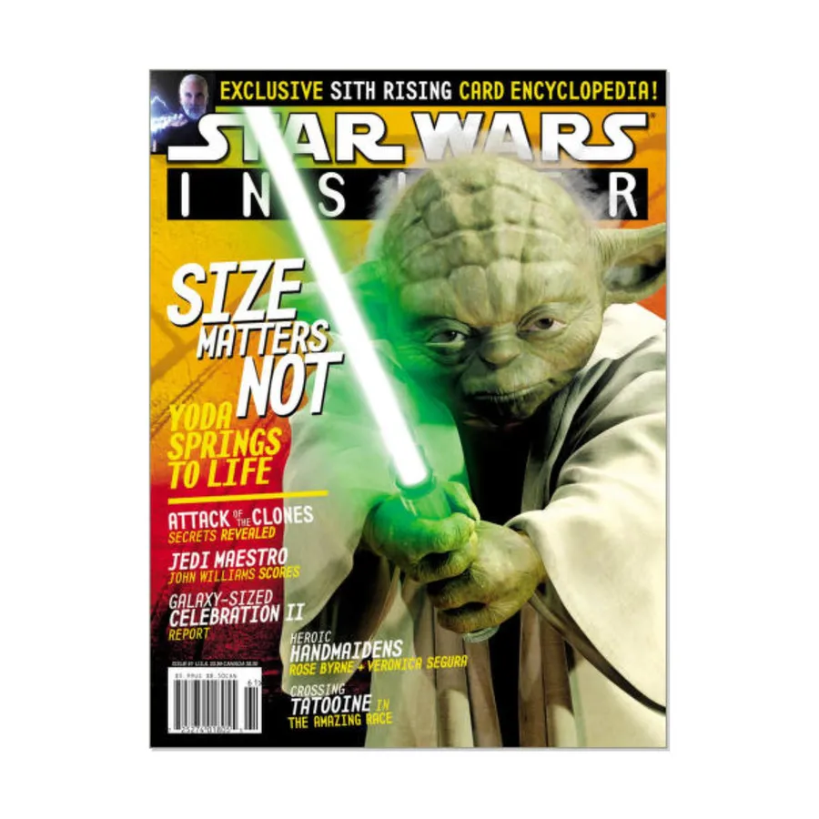 Журнал #61 "Yoda Springs to Life, Attack of the Clones Secrets, Crossing Tatooine", Star Wars Insider #051 - #100 (WOTC)
Журнал #61 "Yoda Springs to Life, Attack of the Clones Secrets, Crossing Tatooine", Star Wars Insider #051 - #100 (WOTC)