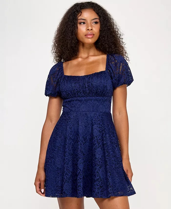 Платье-футболка с кружевом и расклешенной юбкой для юниоров City Studios, синий
Платье-футболка с кружевом и расклешенной юбкой для юниоров City Studios, синий