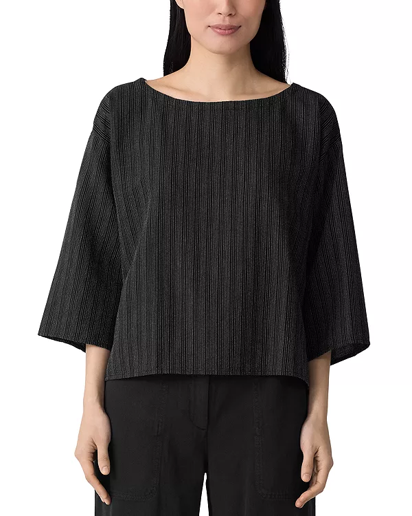 Топ с вырезом-лодочкой и длиной три четверти Eileen Fisher, черный
Топ с вырезом-лодочкой и длиной три четверти Eileen Fisher, черный