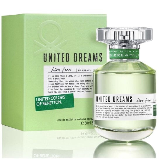 Туалетная вода, 80 мл Benetton, United Dreams Live Free
Туалетная вода, 80 мл Benetton, United Dreams Live Free