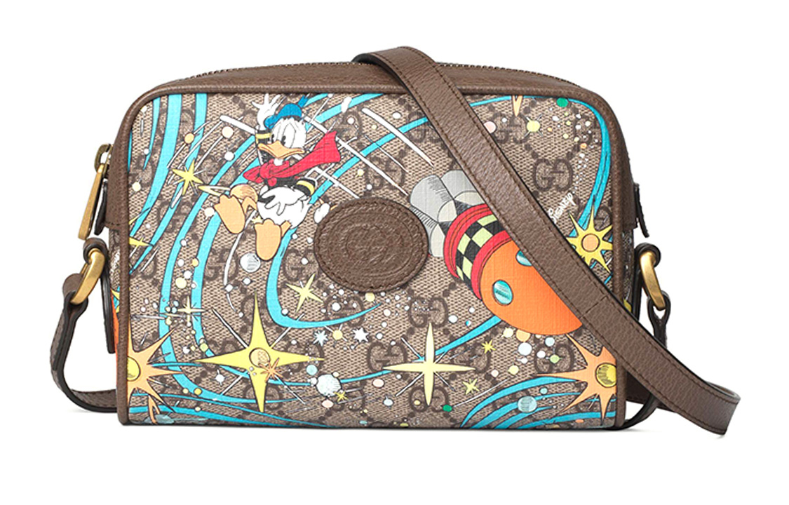 Дисней, Коллаборация Холщовая Сумка для Камеры с Кожаными Деталями, Кроссбоди, Наплечная Сумка Унисекс Мультиколор GUCCI