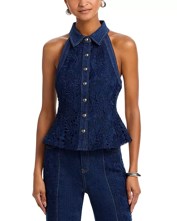 Кружевной топ Ронин Cinq À Sept, синий
Кружевной топ Ронин Cinq À Sept, синий