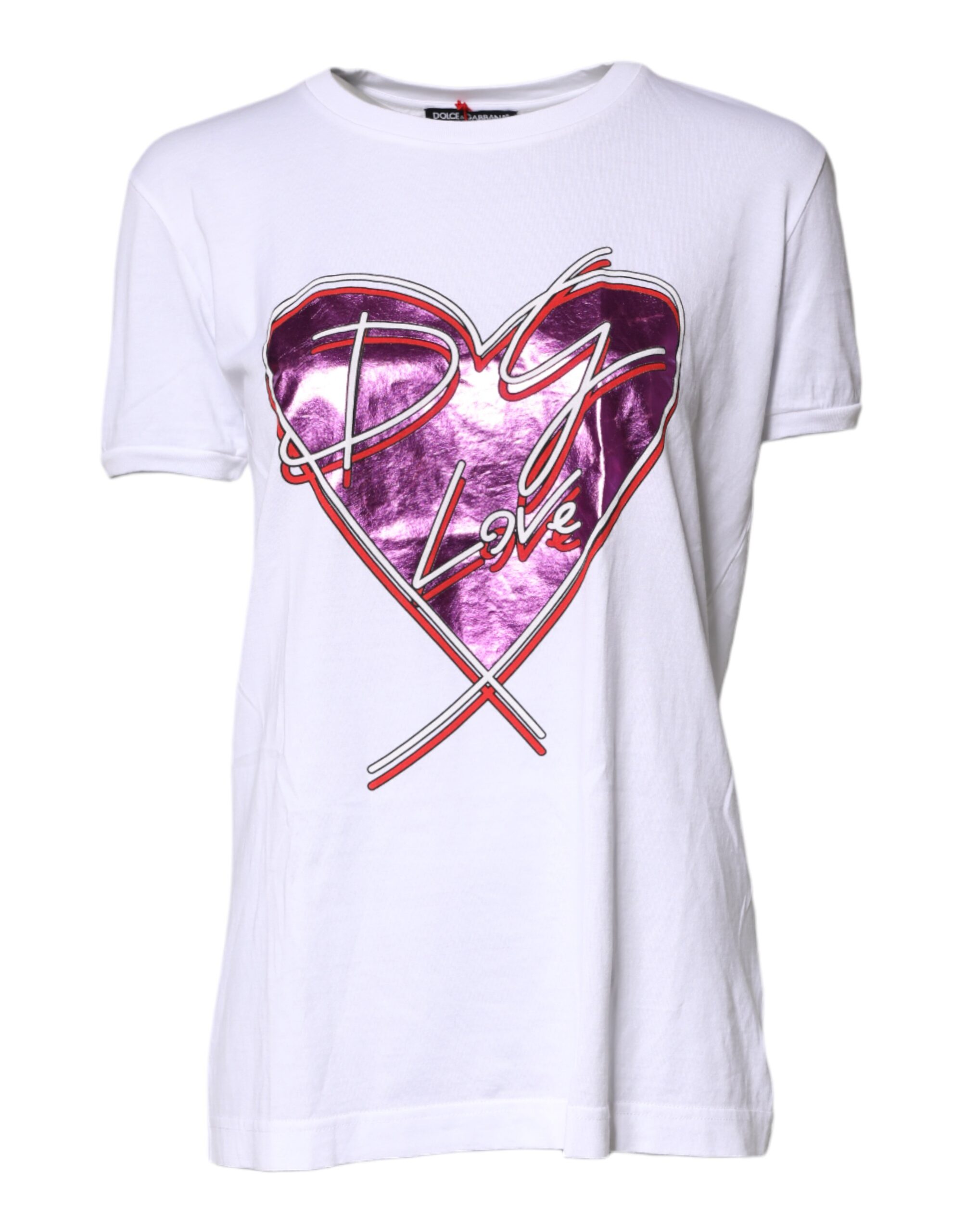 Белая хлопковая футболка с круглым вырезом и принтом Dolce & Gabbana
Белая хлопковая футболка с круглым вырезом и принтом Dolce & Gabbana