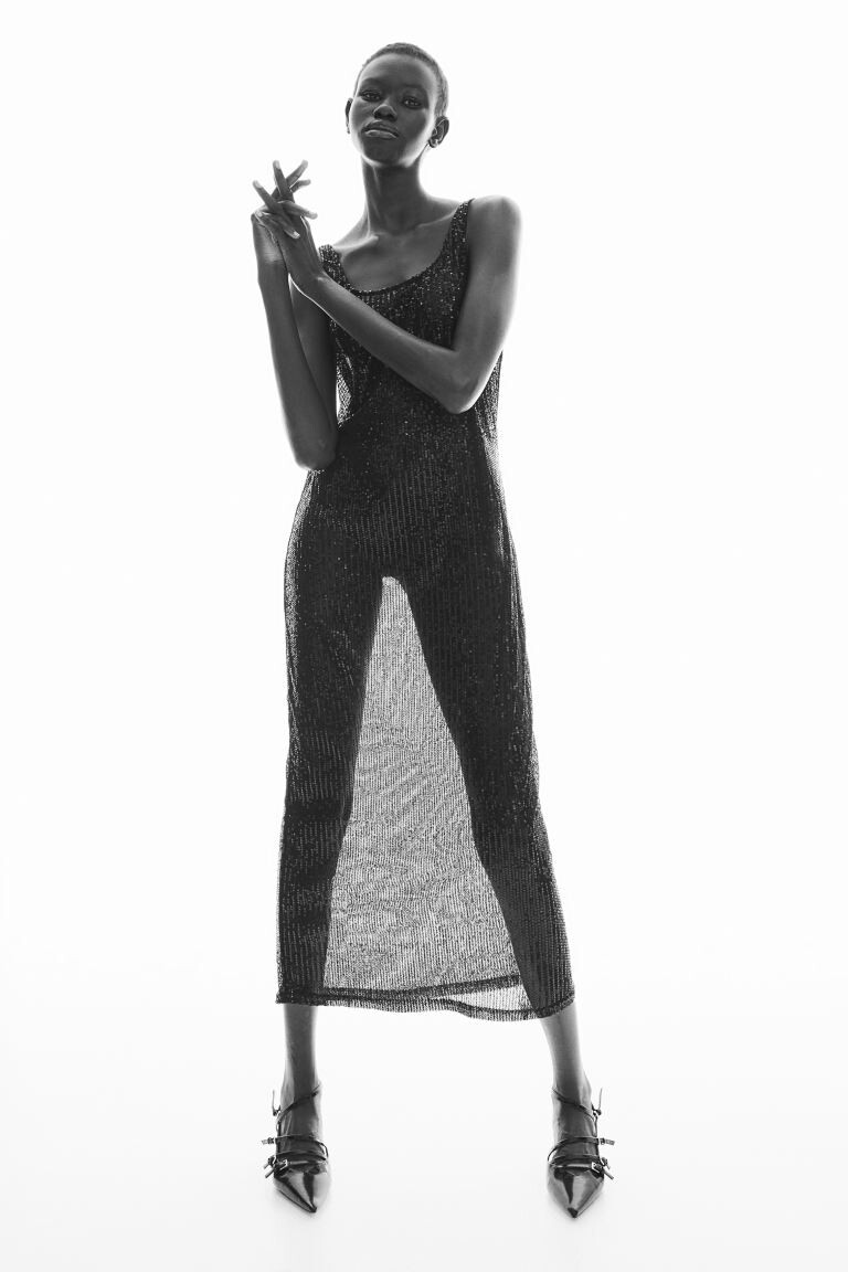 Ажурное платье с пайетками H&M, черный
Ажурное платье с пайетками H&M, черный