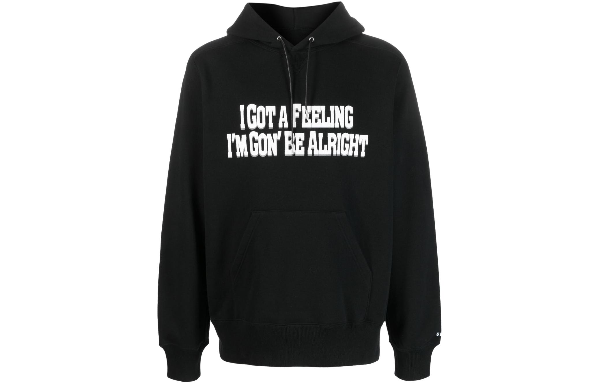 Худи с капюшоном и завязками, украшенное слоганом Sacai, черный
Худи с капюшоном и завязками, украшенное слоганом Sacai, черный