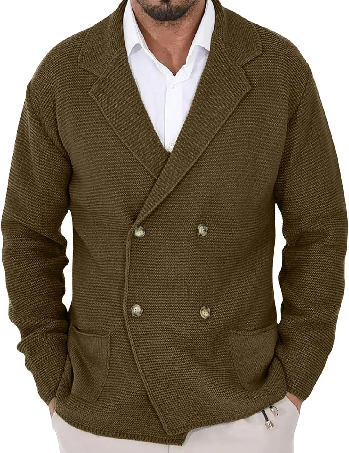 Мужской кардиган Cambkatl с двойной застежкой, V-образным вырезом и карманами
Мужской кардиган Cambkatl с двойной застежкой, V-образным вырезом и карманами