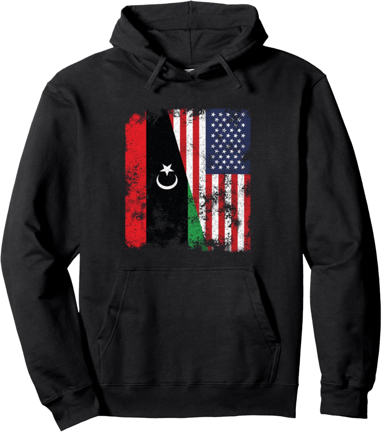 Ливийский американский флаг в античном стиле - Толстовка с капюшоном Половина американца Libya Flag Nation, черный
Ливийский американский флаг в античном стиле - Толстовка с капюшоном Половина американца Libya Flag Nation, черный
