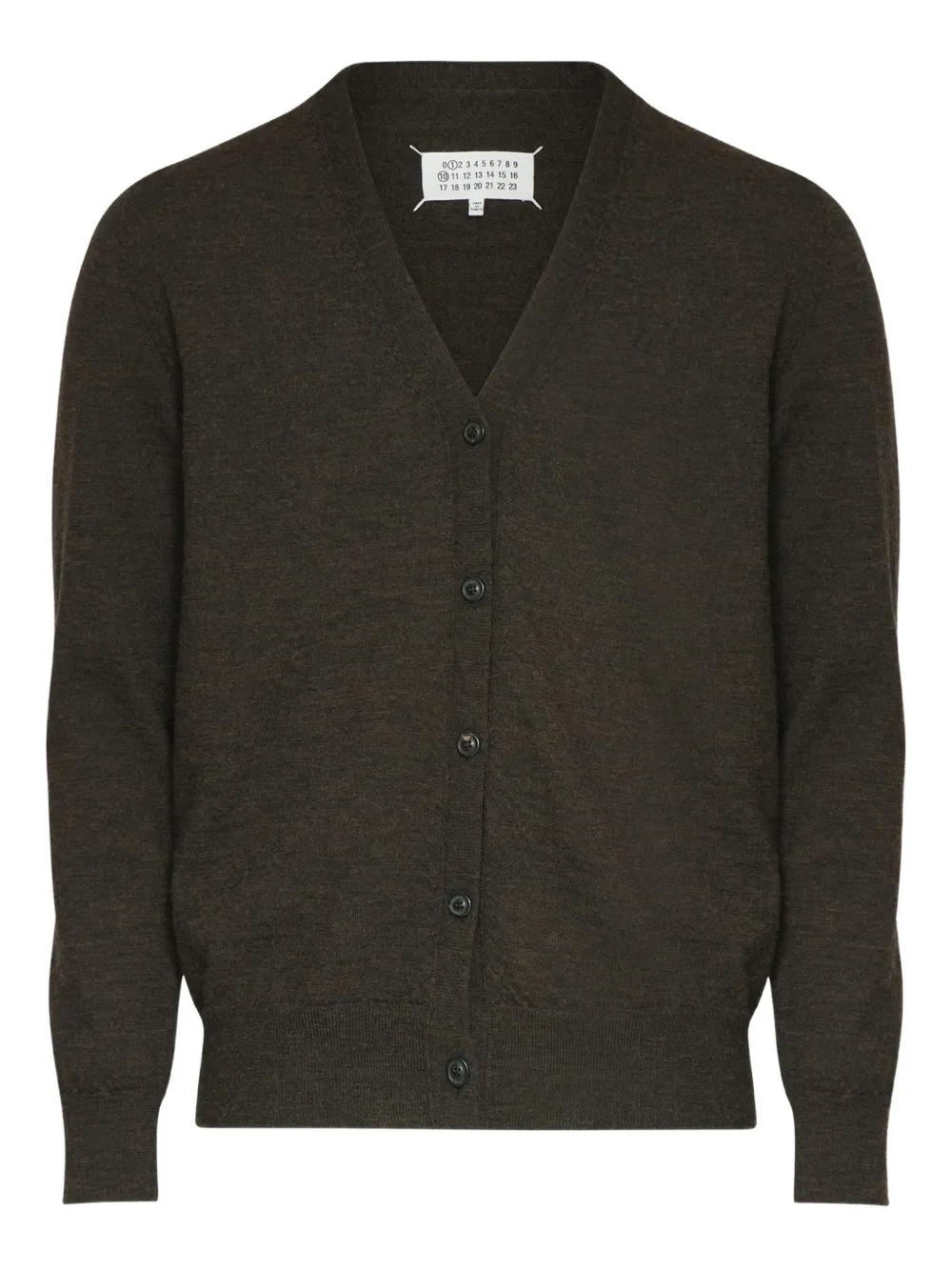 Шерстяной кардиган с нашивками на локтях MAISON MARGIELA, коричневый
Шерстяной кардиган с нашивками на локтях MAISON MARGIELA, коричневый